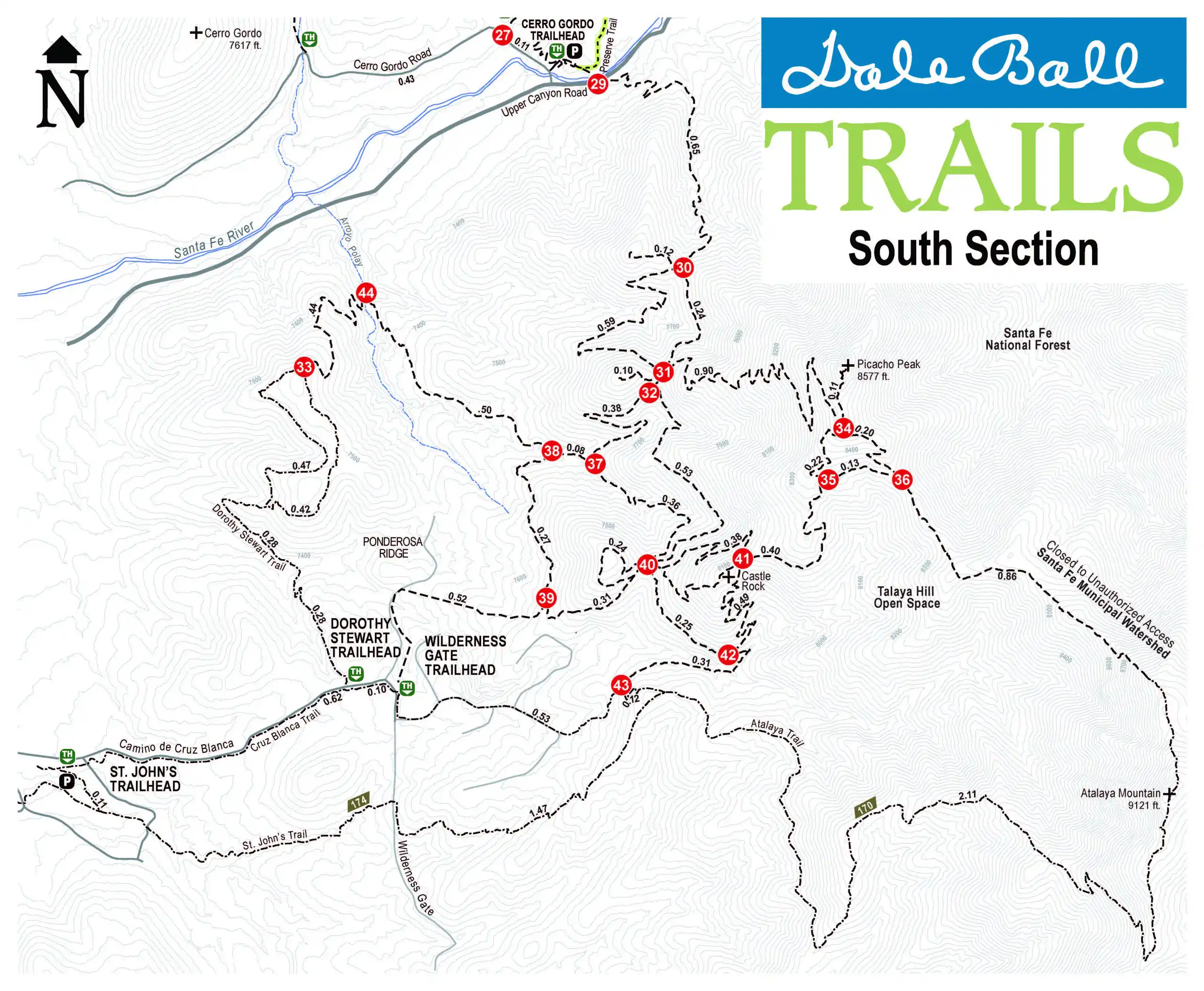 Dale Ball Trails South map